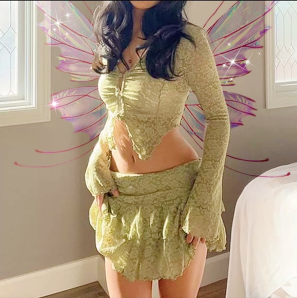 Fairy Grunge Rhinestone Two Piece Set Halloween Costume / Spring - Summer Outfit - Picture 3 of 6